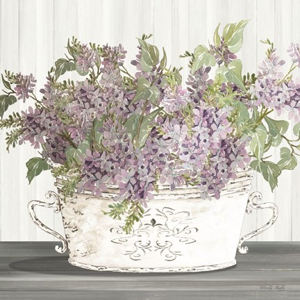 Framed Lilac Galvanized Pot Print
