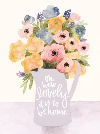 Framed Lovely to Be Home Flowers Print