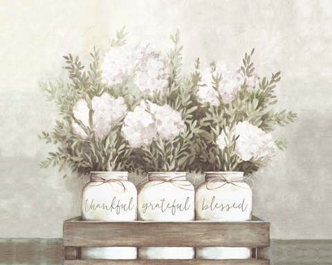 Framed White Flower Jars Print