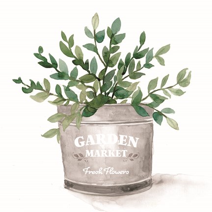 Framed Garden Market Bucket Print