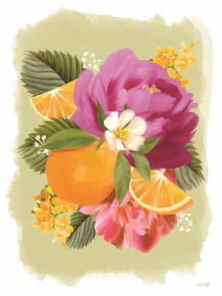 Framed Summer Citrus Floral II Print