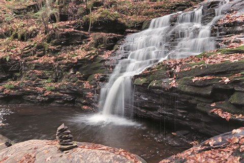 Framed Peaceful Day at Mohican Falls Print