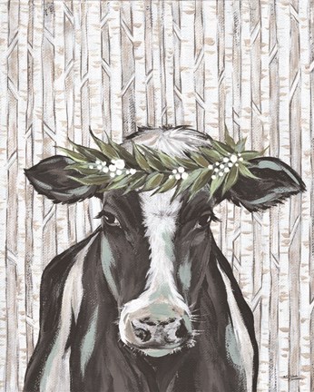 Framed Wanda the Winter Holstein Print