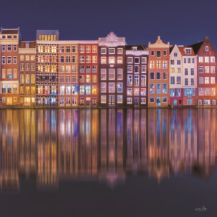 Framed Building Row Reflections 1 Print