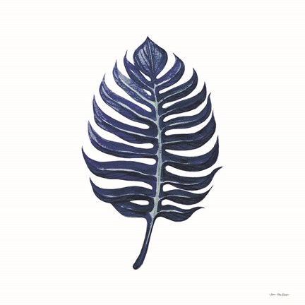 Framed Watercolor Blue Leaf I Print