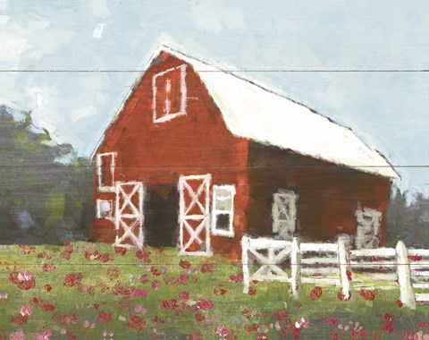 Framed Flower Field Barn Print