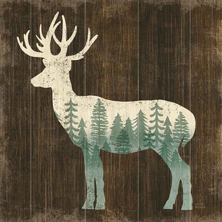 Framed Simple Living Deer Silhouette Print