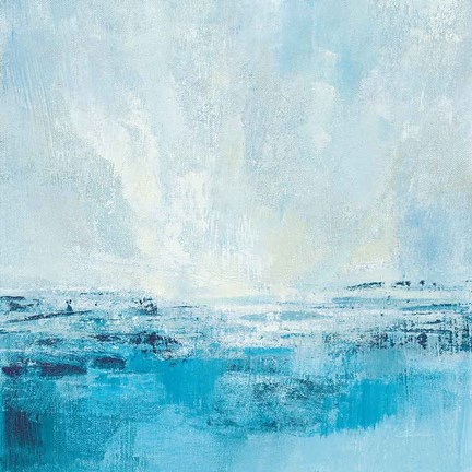 Framed Coastal View II Aqua Print