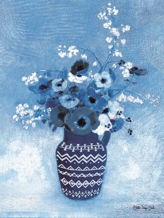 Framed Moody Blue Floral Print