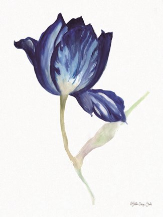 Framed Blue Flower Stem II Print