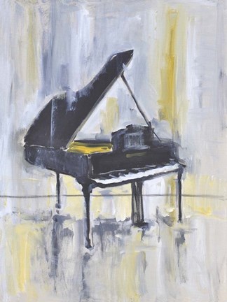 Framed Piano in Gold II Print