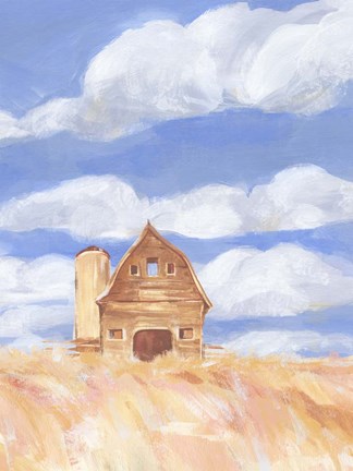 Framed Wheatfield Barn II Print