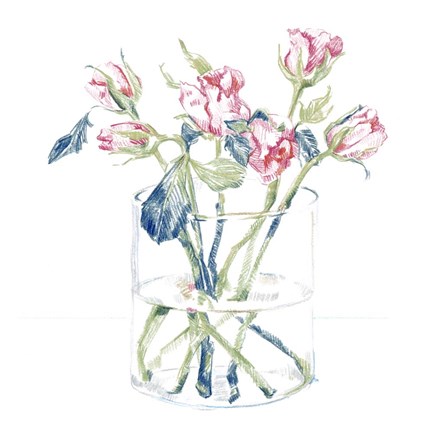 Framed Hockney Roses I Print