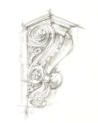 Framed Corbel Sketch I Print
