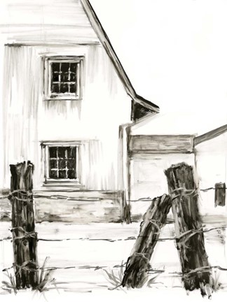 Framed Rustic Barbed Wire I Print