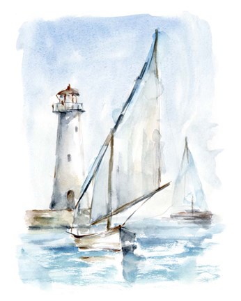 Framed Sailing into the Harbor II Print
