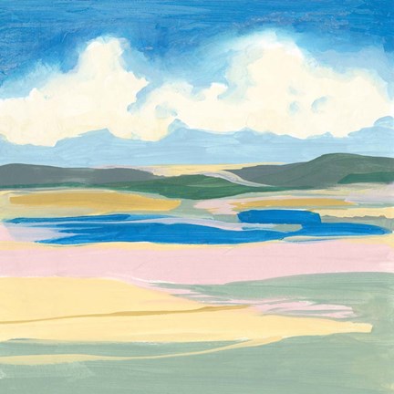 Framed Pastel Rolling Fields II Print