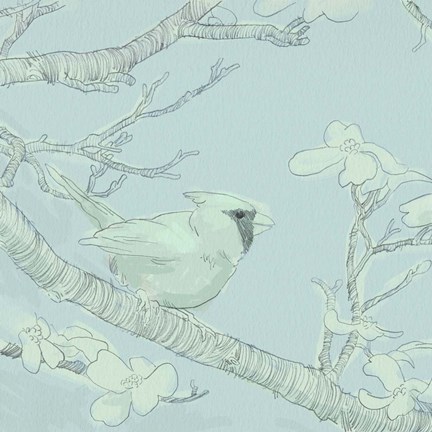 Framed Backyard Bird Sketch I Print