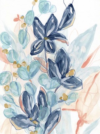 Framed Blooming Blues I Print