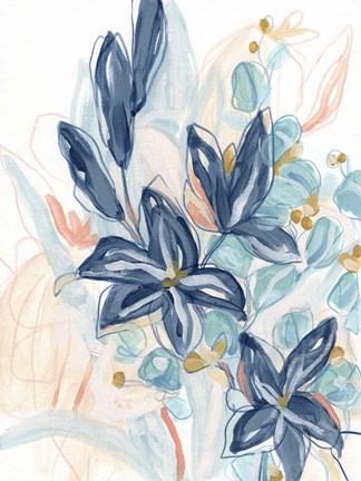 Framed Blooming Blues II Print