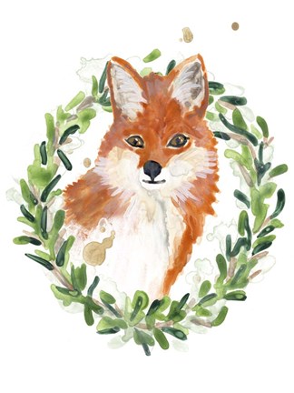 Framed Woodland Holiday Fox Print