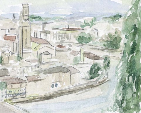 Framed City on the River II Print