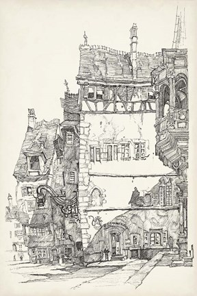 Framed Vintage Italian Village I Print