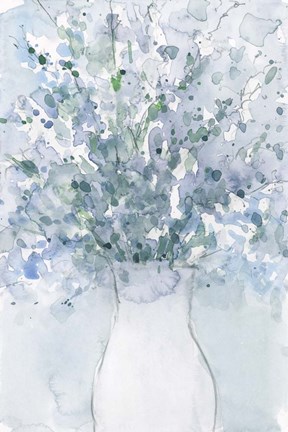 Framed Powder Blue Arrangement in Vase I Print