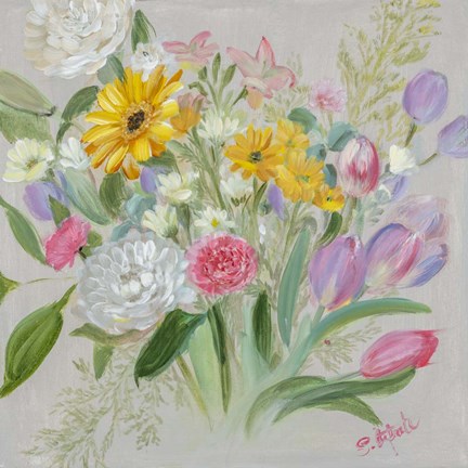 Framed Floral Burst I Print