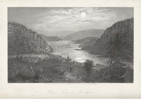 Framed Harper&#39;s Ferry by Moonlight Print