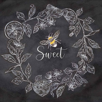 Framed Bee Sentiment Wreath Black IV-Sweet Print