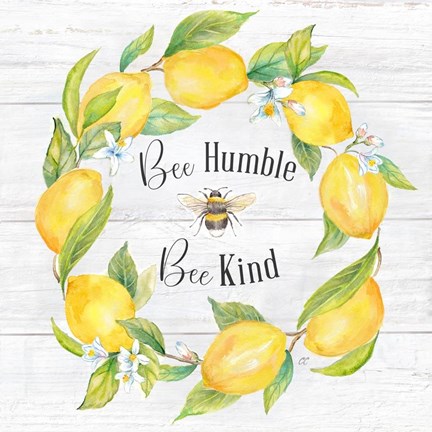 Framed Lemons &amp; Bees Sentiment  woodgrain I Print