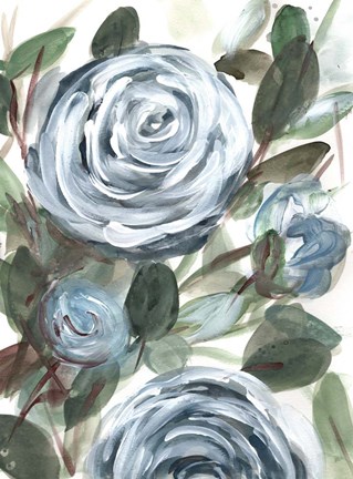 Framed Farmhouse Rose Blue II Print