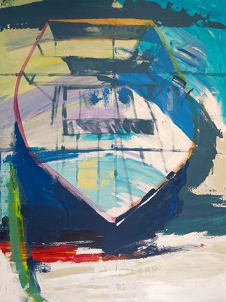 Framed Red Green Skiff Print