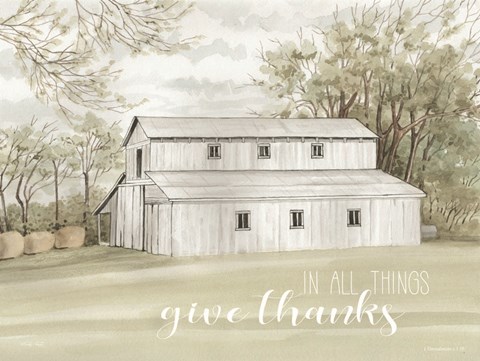 Framed In All Things Give Thanks Print