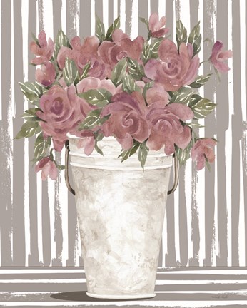 Framed Pink Posies II Print