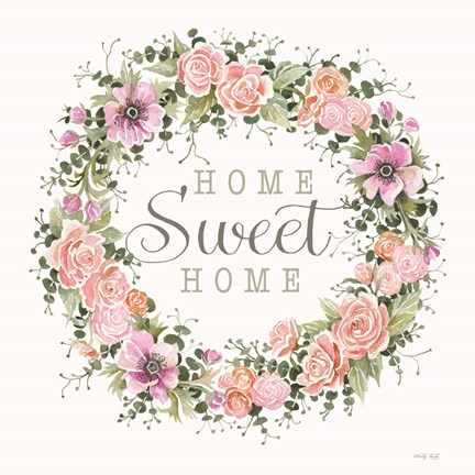 Framed Home Sweet Home Floral Wreath Print