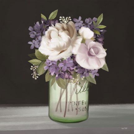 Framed Lilac Mason Jar Floral Print