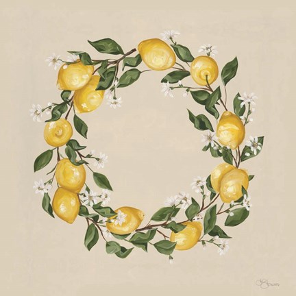 Framed Lemon Wreath Print