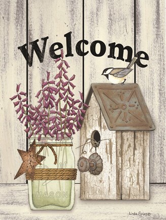 Framed Welcome Flowers in Jar Print