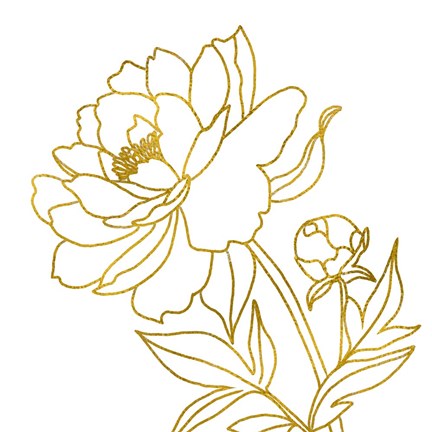 Framed Gold Floral V Print