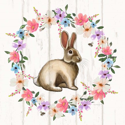Framed Bunny Wreath Print