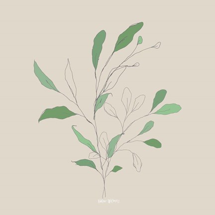 Framed Wispy Leaf II Print