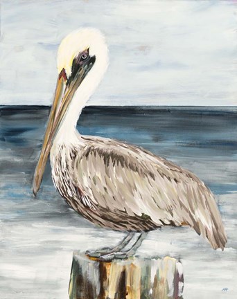 Framed Muted Perched Pelican Print