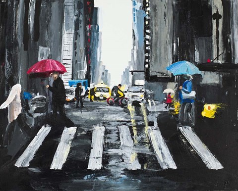 Framed NYC in the Rain Print
