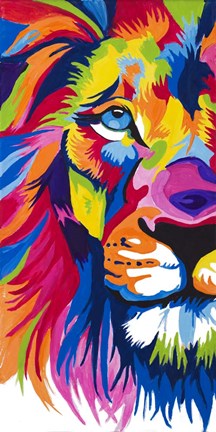 Framed Colorful Lion Portrait Print