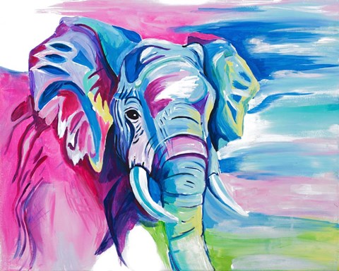 Framed Fun Colorful Elephant Print