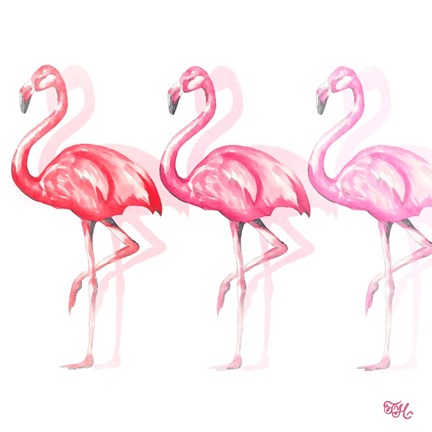 Framed Flamingo Trio II Print