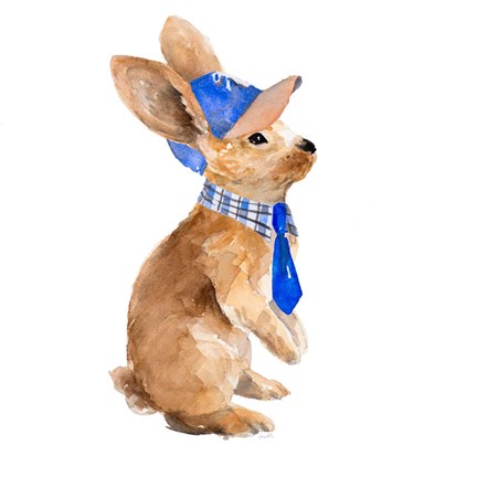 Framed Trendy Meadow Buddy I (Ball Cap and Tie) Print