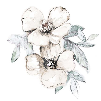 Framed Moonlit Florals Square II Print